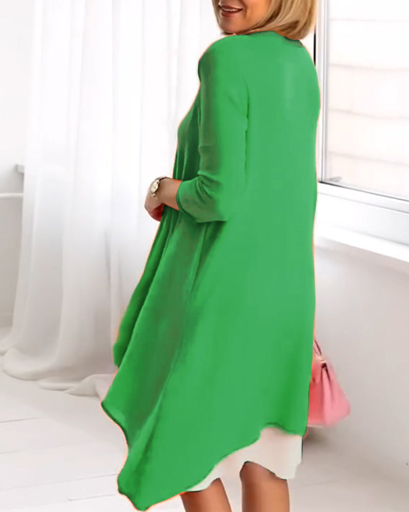 Blumenmuster Patchwork Langarm-Set