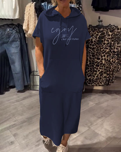 Hooded Casual Drawstring Dress