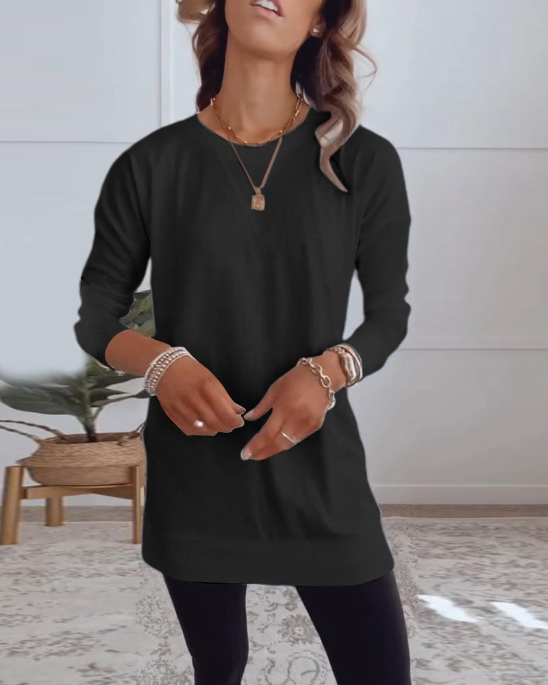 Einfarbiges langärmliges Freizeitoberteil