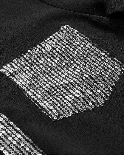 Gestreifter Pailletten-Knopf-Casual-Top