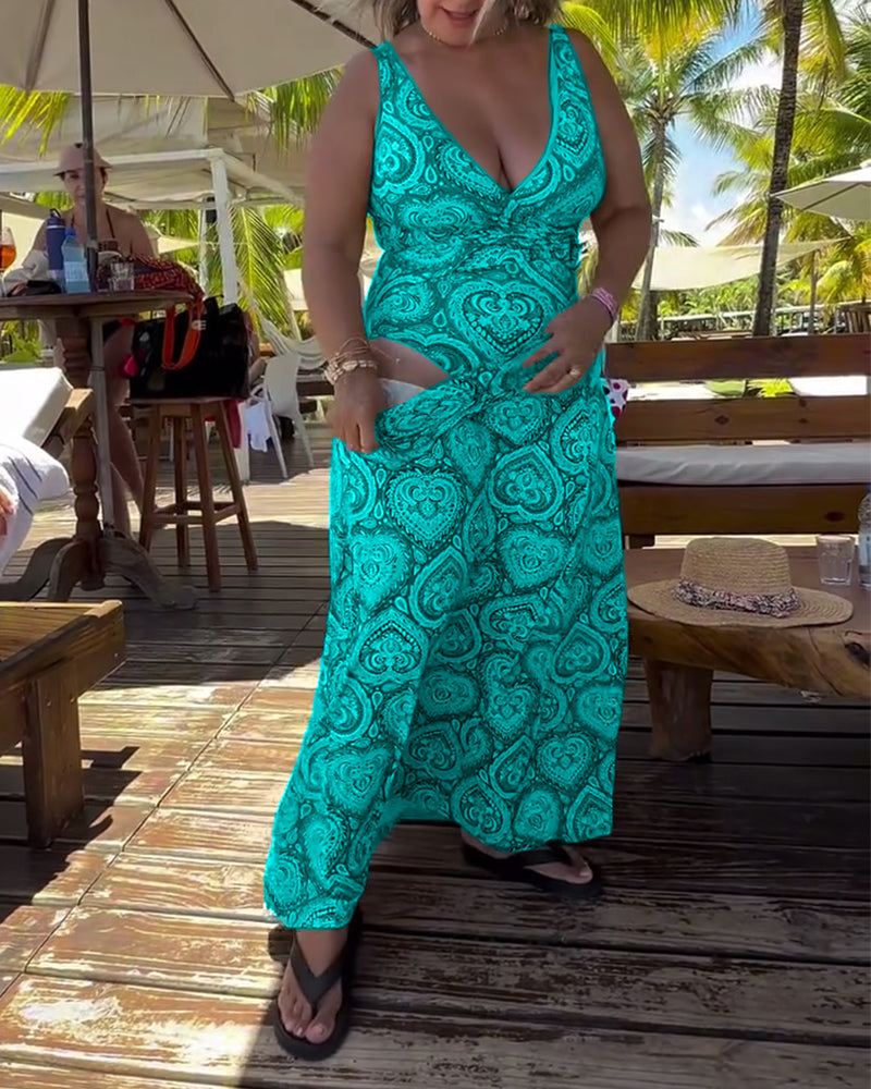 Trägerloser Herz-Urlaubsdruck-Badeanzug