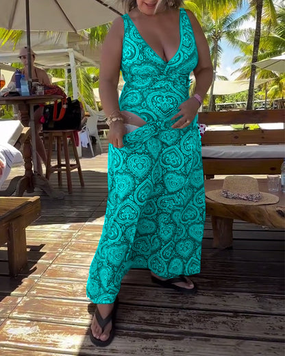 Trägerloser Herz-Urlaubsdruck-Badeanzug