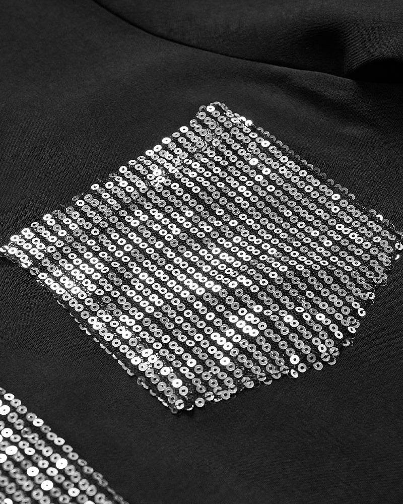 Gestreifter Pailletten-Knopf-Casual-Top