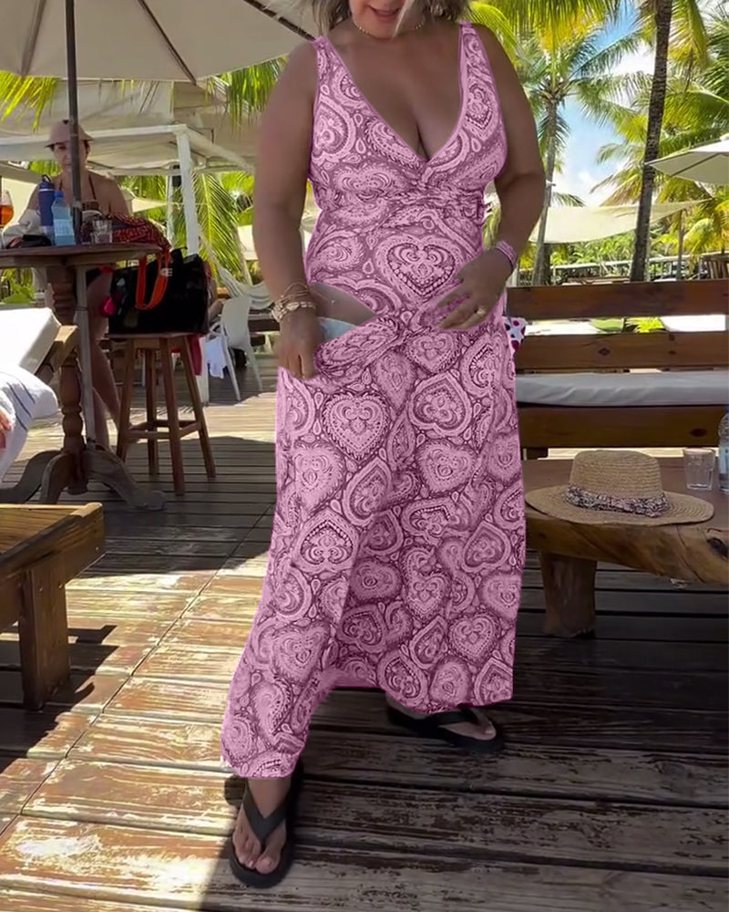 Trägerloser Herz-Urlaubsdruck-Badeanzug