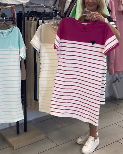Crew Neck Casual Gestreiftes Kleid