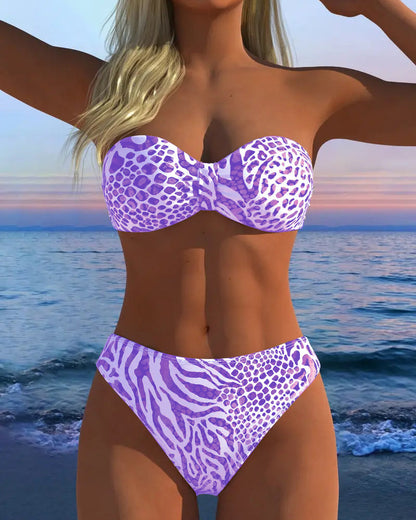 Sexy Leopardenmuster Zweiteiliger Badeanzug