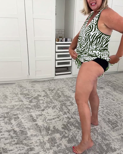 Zebra-Print Slim Fit Badeanzug