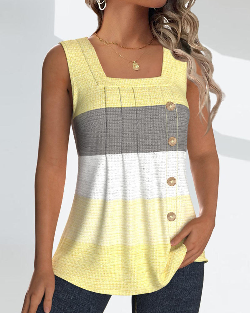 Gestreiftes, plissiertes Tanktop