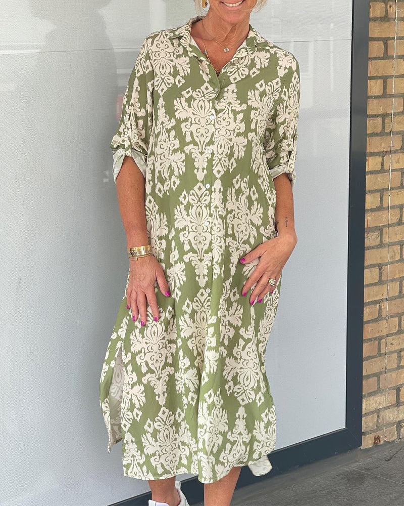 Blumenmuster Schlitzkleid