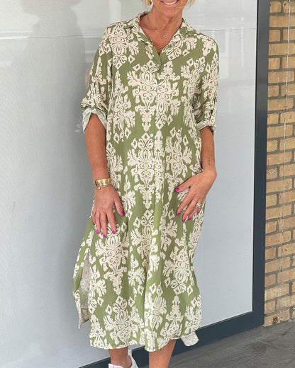 Blumenmuster Schlitzkleid