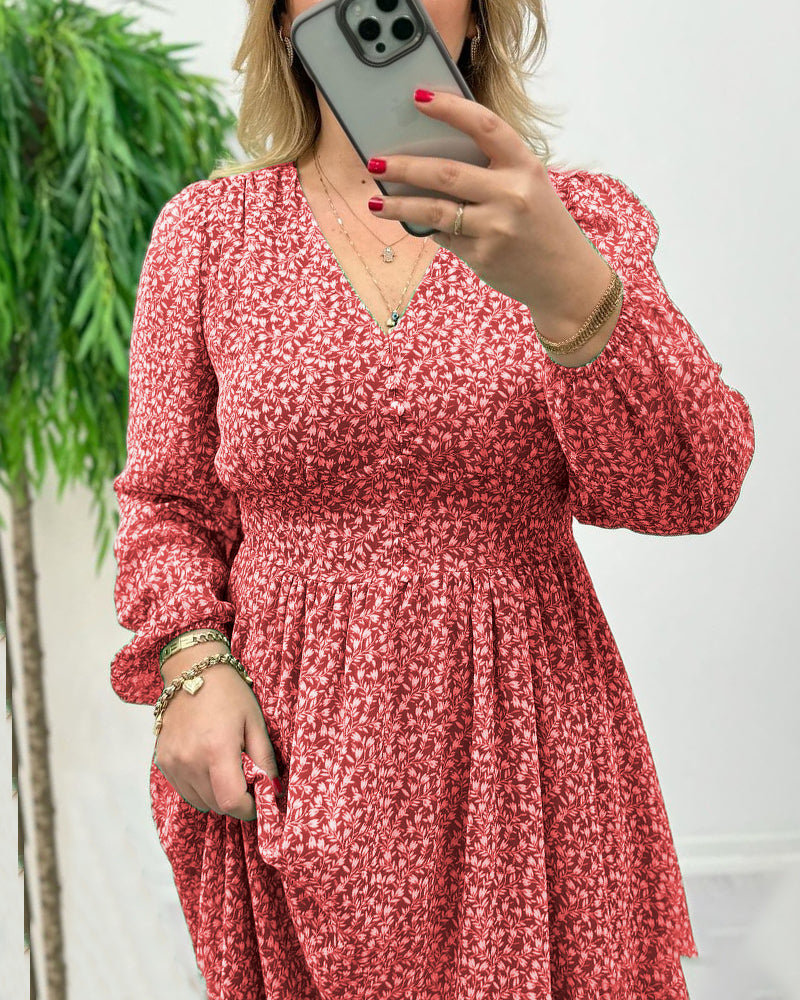 Bedrucktes elegantes Knopfkleid