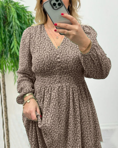 Bedrucktes elegantes Knopfkleid