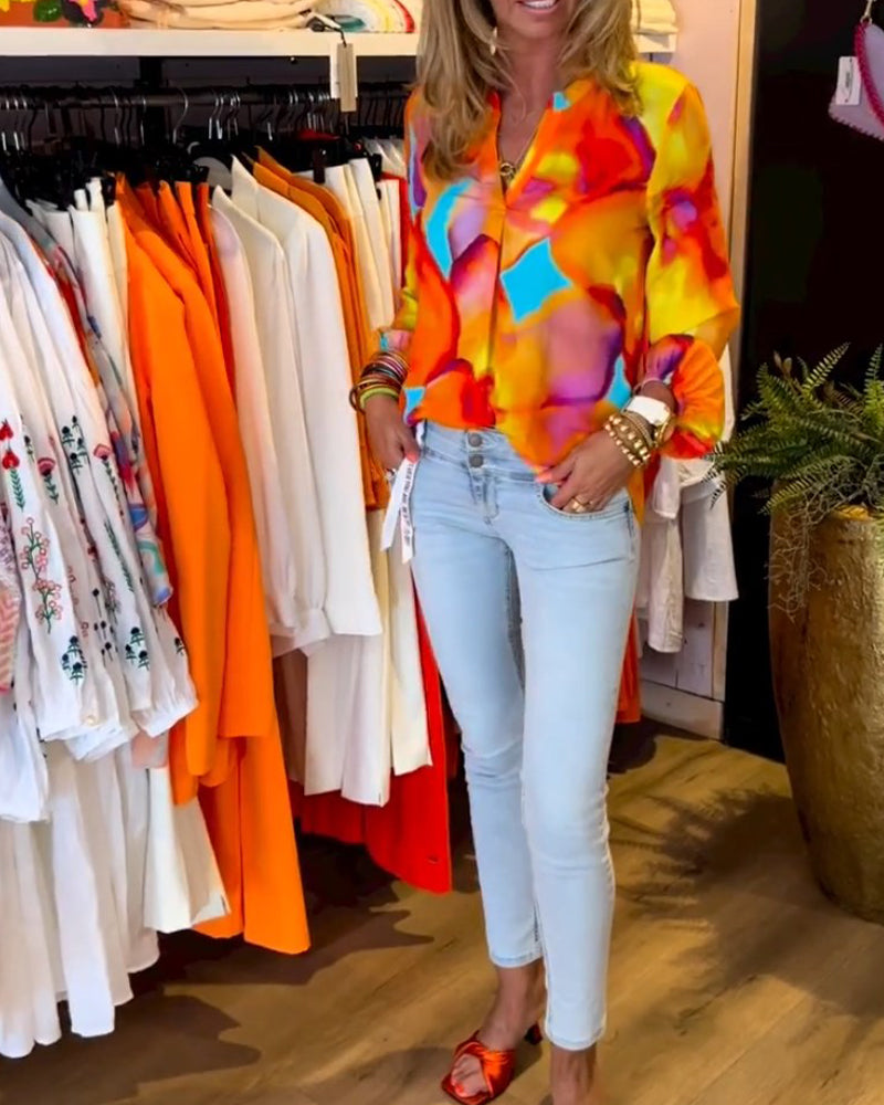 Langärmlige bunte Freizeitbluse