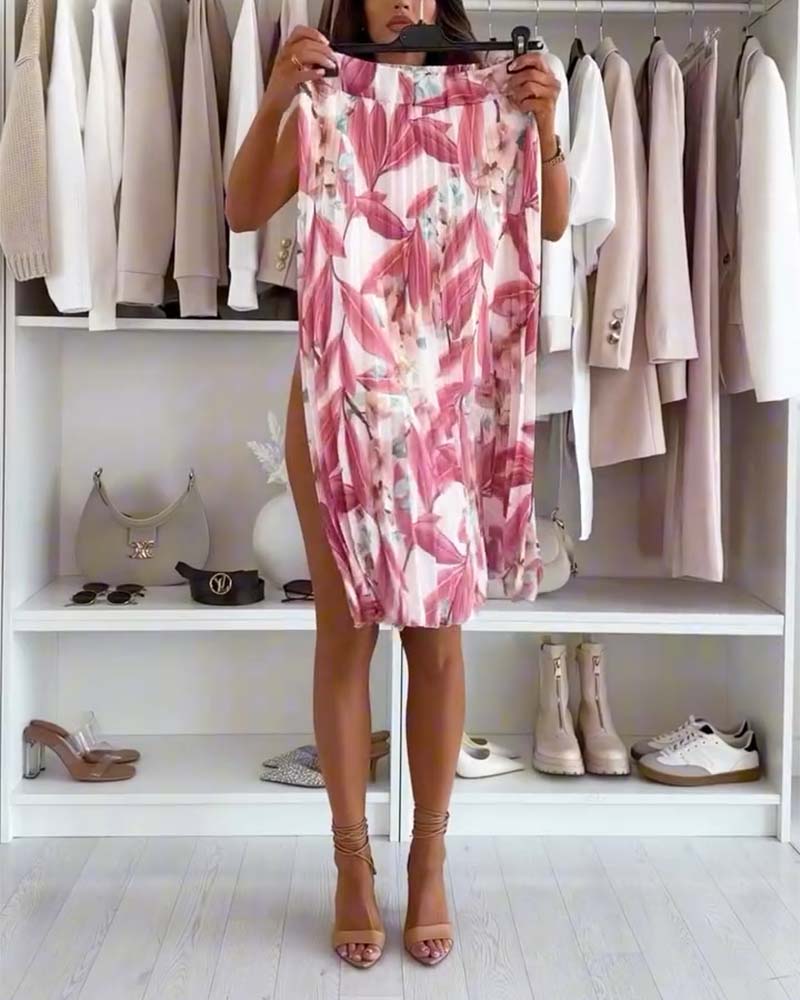 Accordion Faltenrock mit Blumenmuster