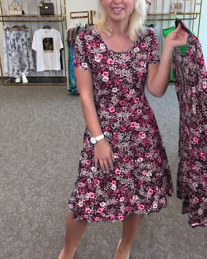 Temperament Slim Waist Gedrucktes Kleid