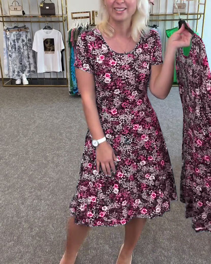 Temperament Slim Waist Gedrucktes Kleid