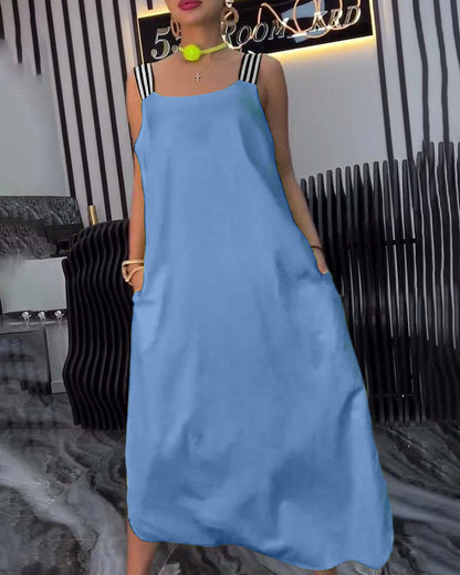 Gespaltener Träger Lockeres Kleid