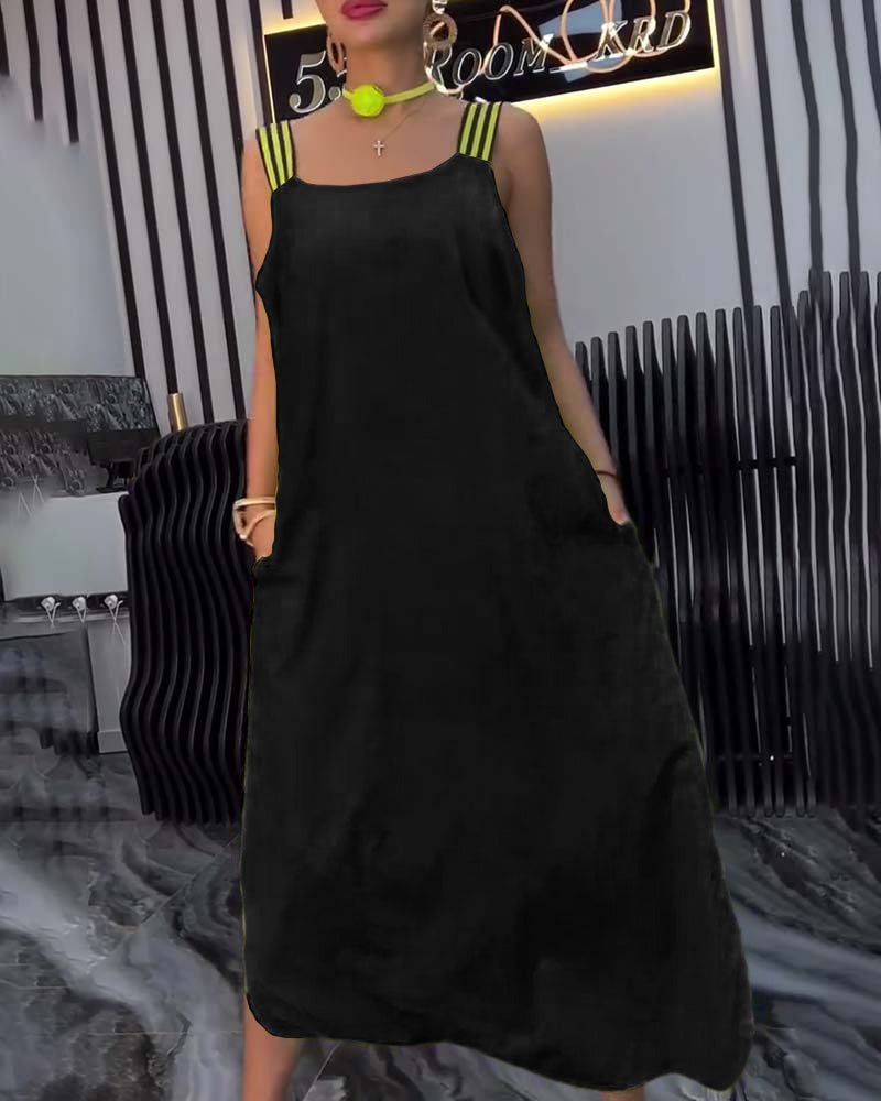 Gespaltener Träger Lockeres Kleid