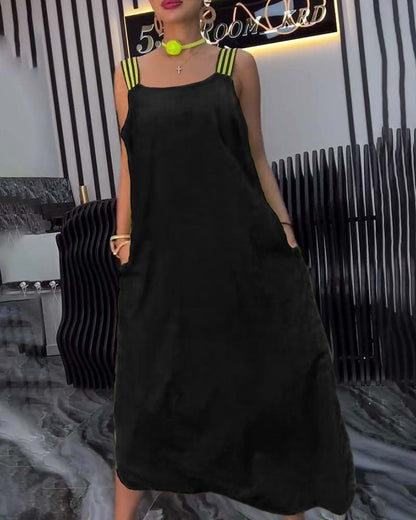 Gespaltener Träger Lockeres Kleid