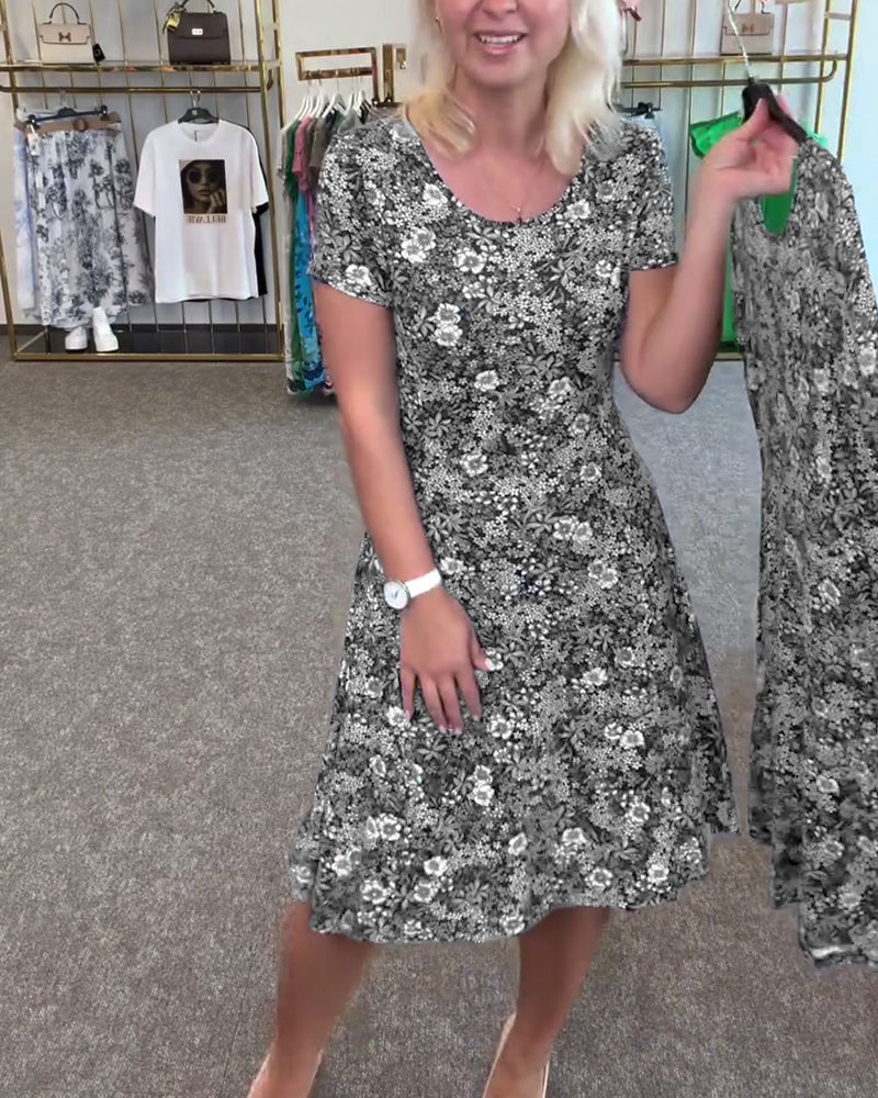 Temperament Slim Waist Gedrucktes Kleid