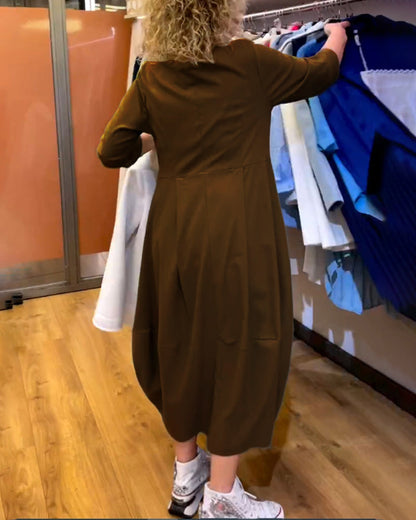 Rundhals 2/3 Ärmel Kleid