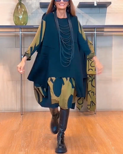 Bedrucktes Kleid mit Rundhalsausschnitt