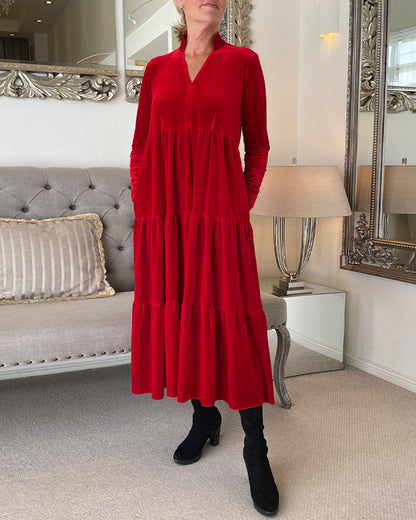 V-Ausschnitt Patchwork Kleid