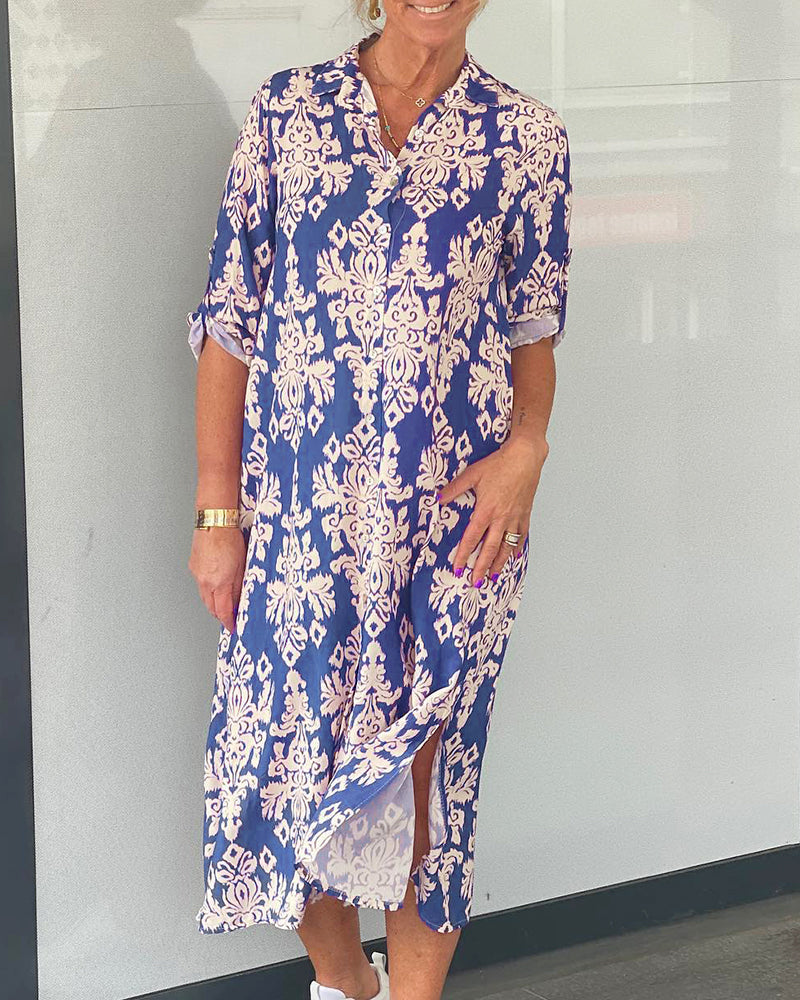 Blumenmuster Schlitzkleid