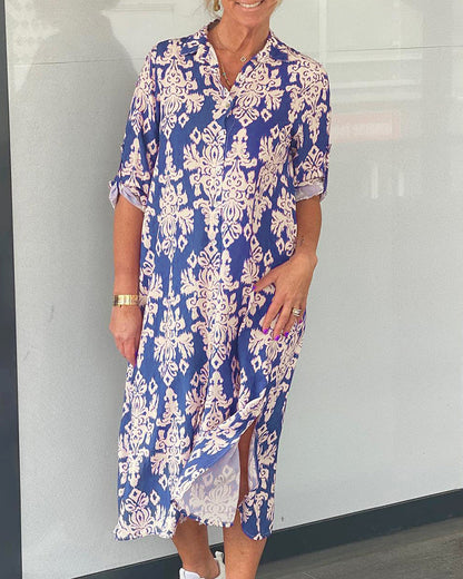 Blumenmuster Schlitzkleid