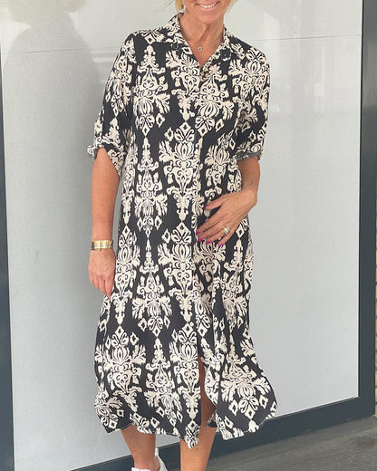 Blumenmuster Schlitzkleid