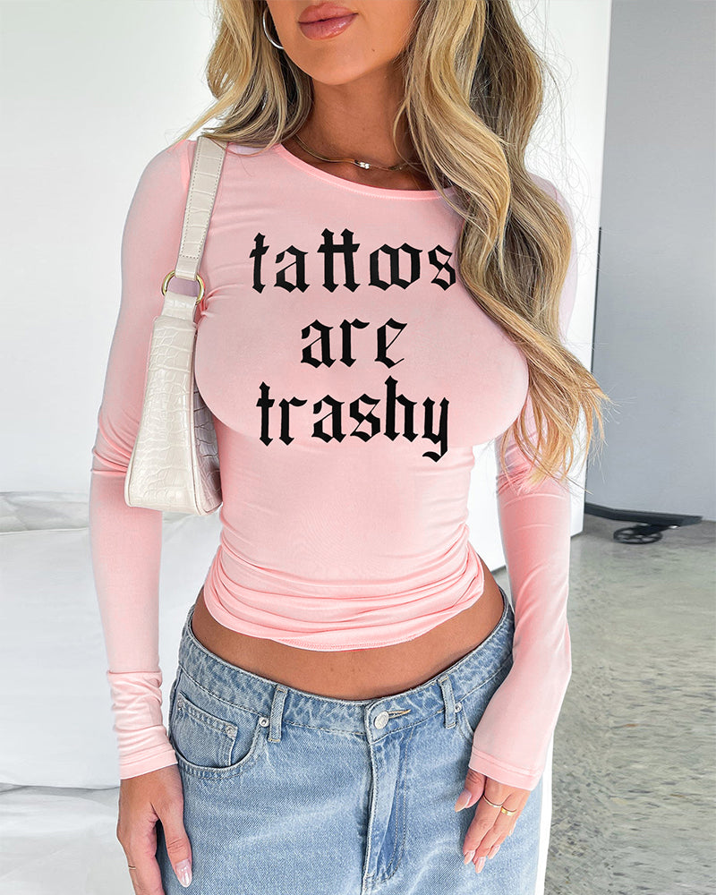 Enganliegendes Langarm-T-Shirt