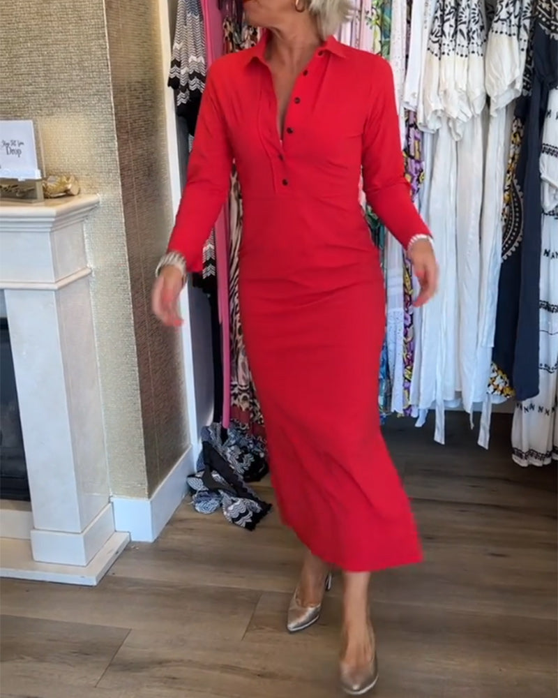 Elegantes Kleid mit Schlitz in einfarbig