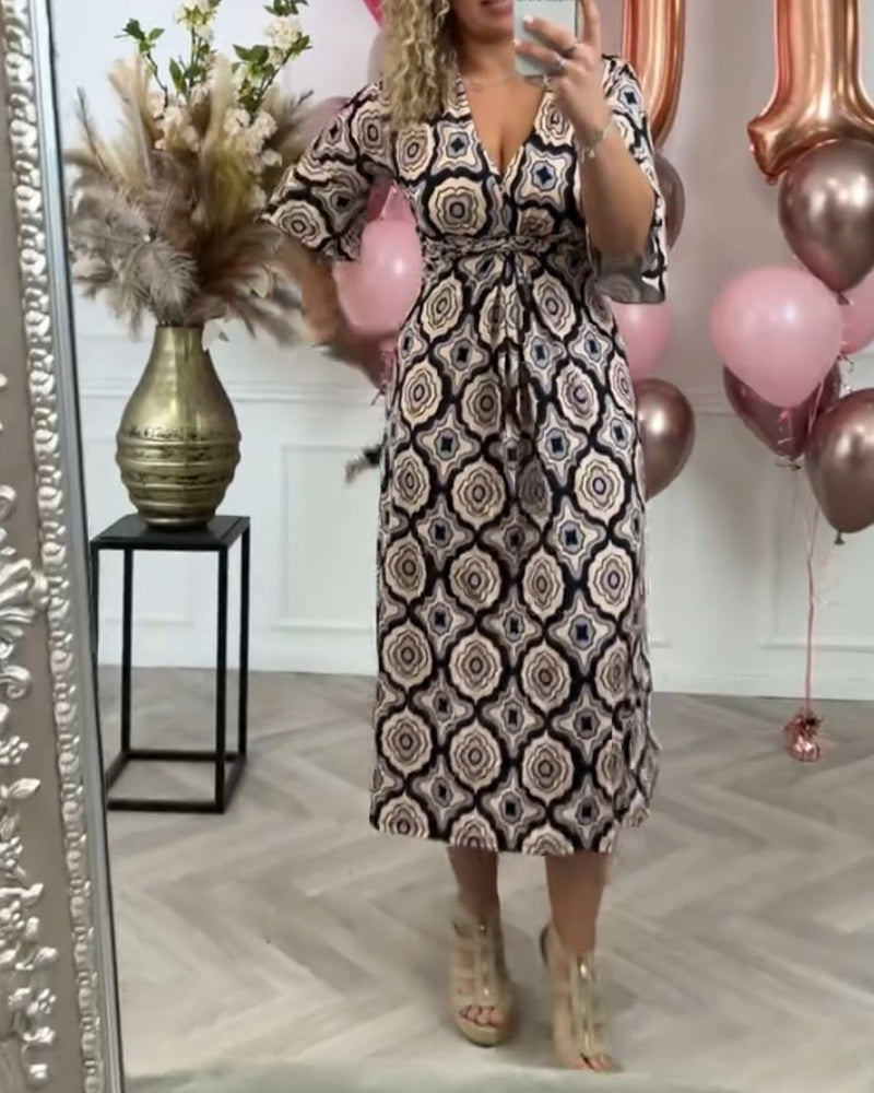 Damen lässiges ethnisches Druckkleid