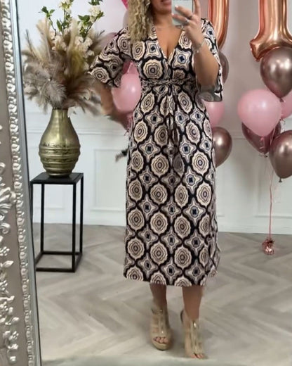 Damen lässiges ethnisches Druckkleid