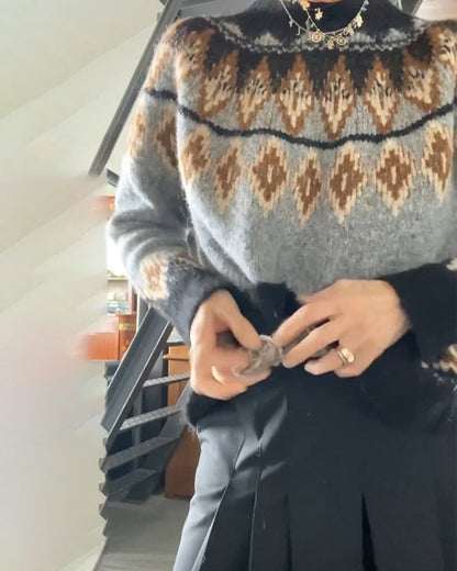 Kontrast geometrischer Pullover