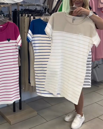 Crew Neck Casual Gestreiftes Kleid