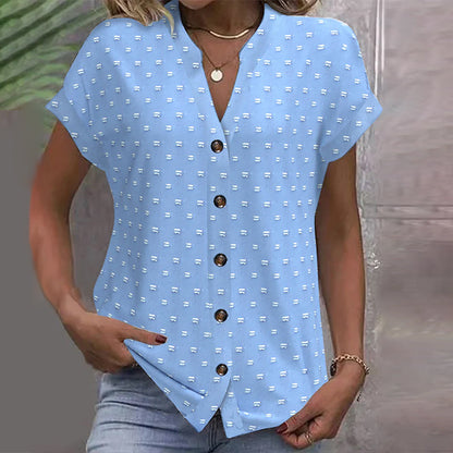 Blaue Bluse mit Drop Shoulder