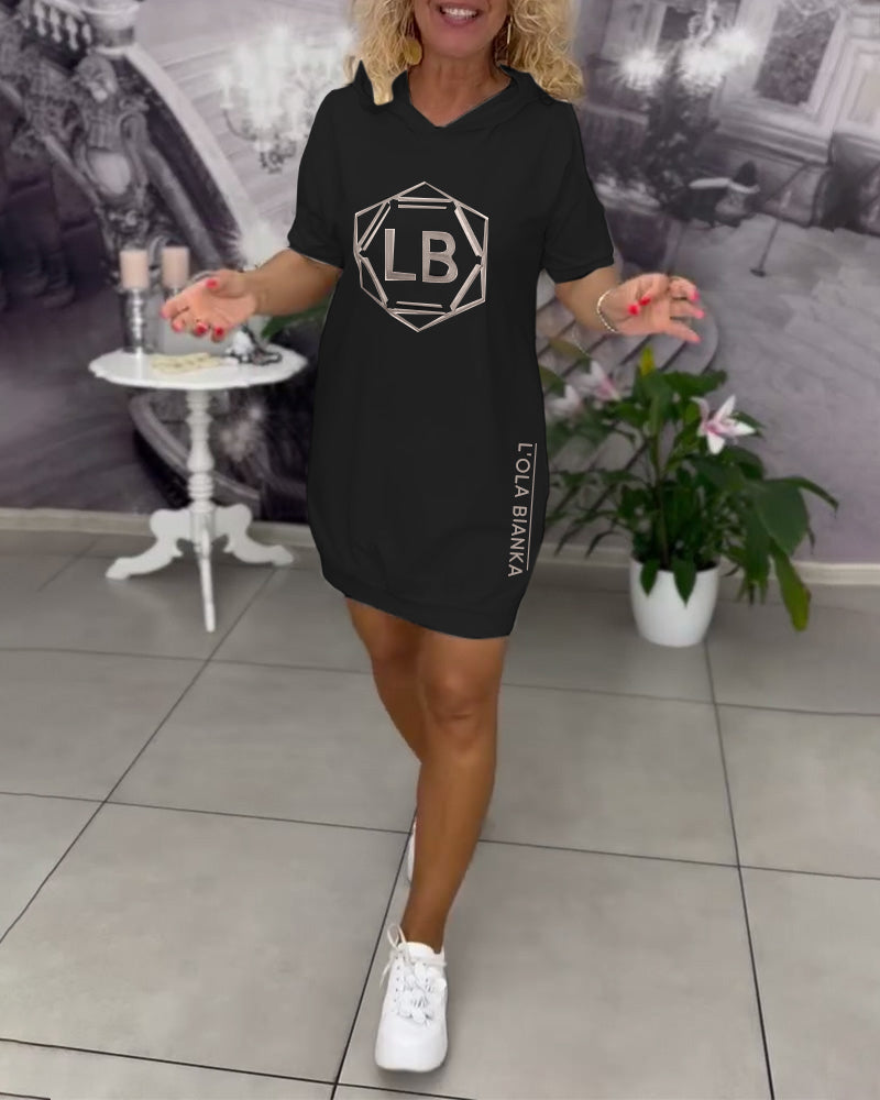 Hooded Lettering Bedrucktes Sportkleid