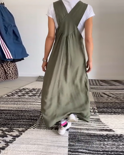 Lässiges Einfarbiges Trägerkleid