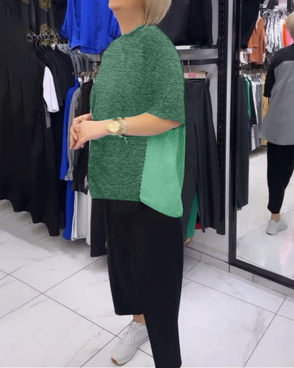 Gestreifte Patchwork-Casual-Bluse