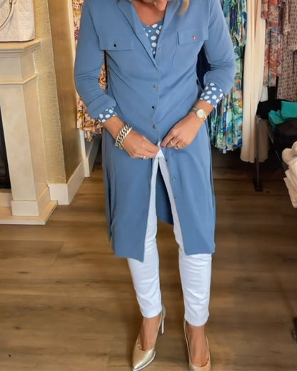 Lässiger einfarbiger Hemdchenmantel