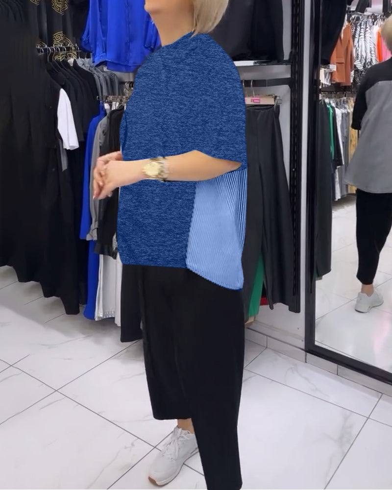 Gestreifte Patchwork-Casual-Bluse