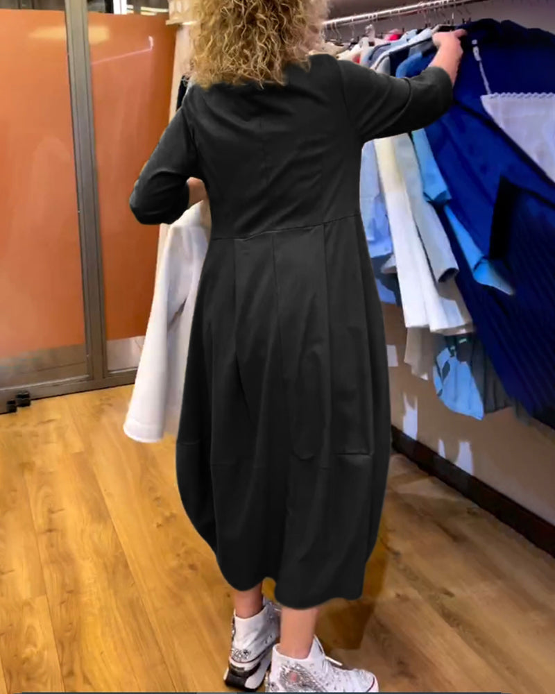 Rundhals 2/3 Ärmel Kleid