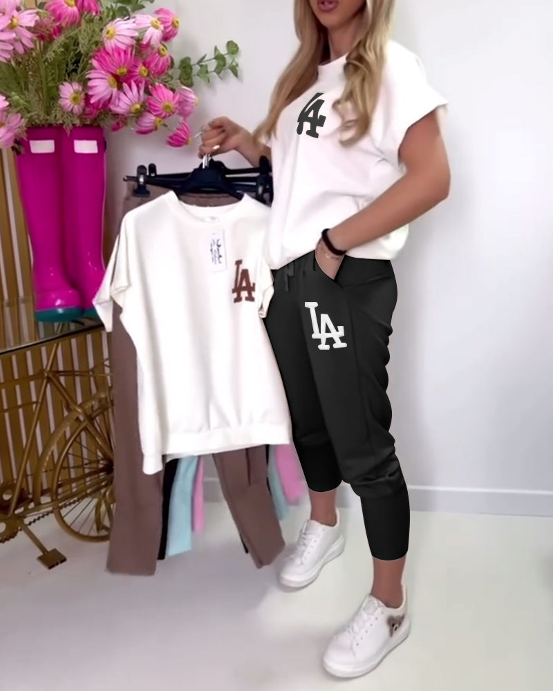 Sport Buchstaben Druck Skinny Hose Set