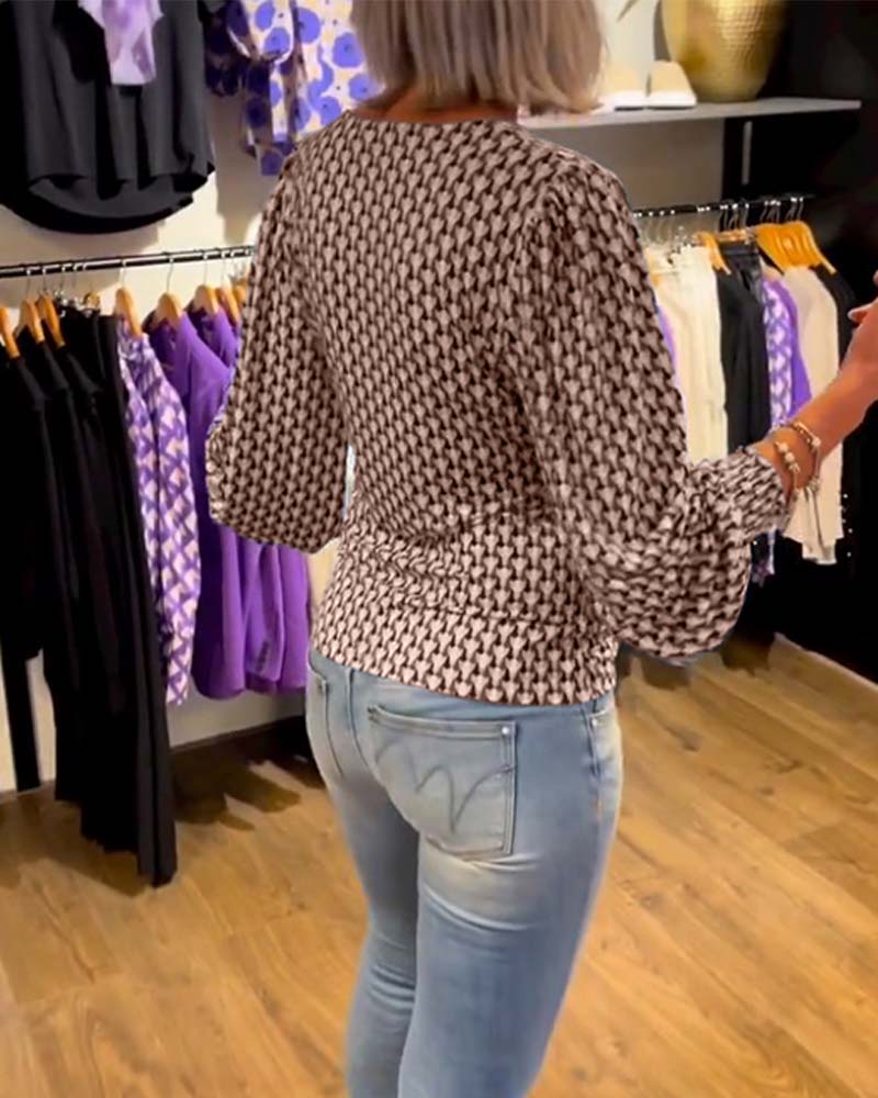 Tiefes V-Ausschnitt Langarmtop