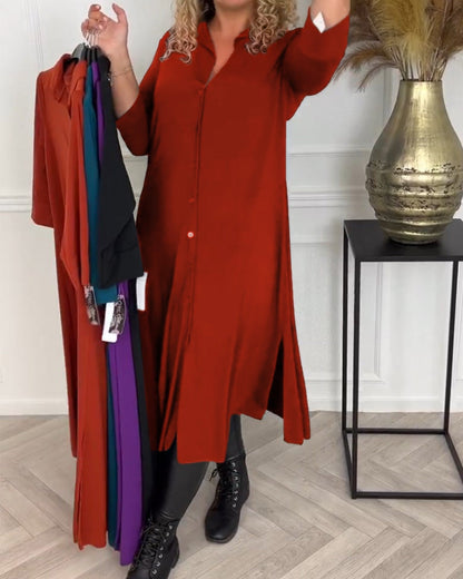 Knopfhemd Kleid in einfarbig