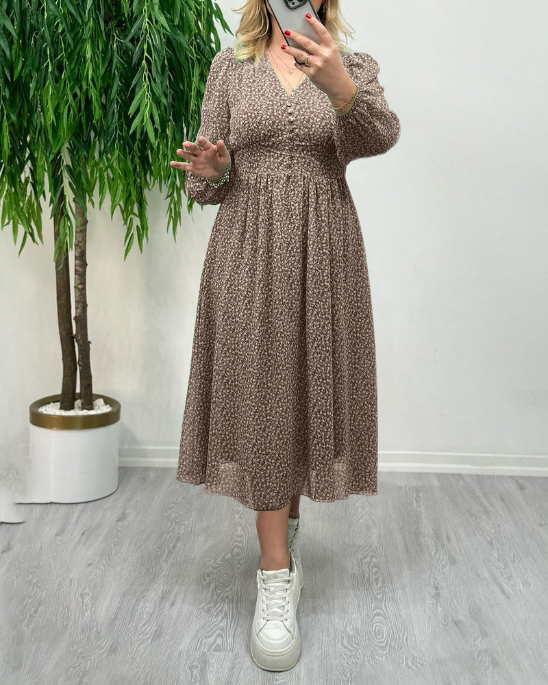 Bedrucktes elegantes Knopfkleid