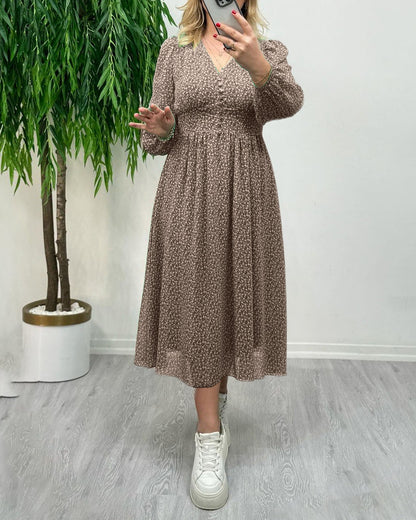 Bedrucktes elegantes Knopfkleid