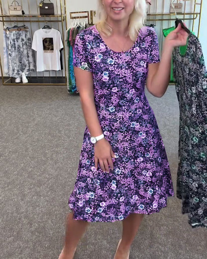 Temperament Slim Waist Gedrucktes Kleid