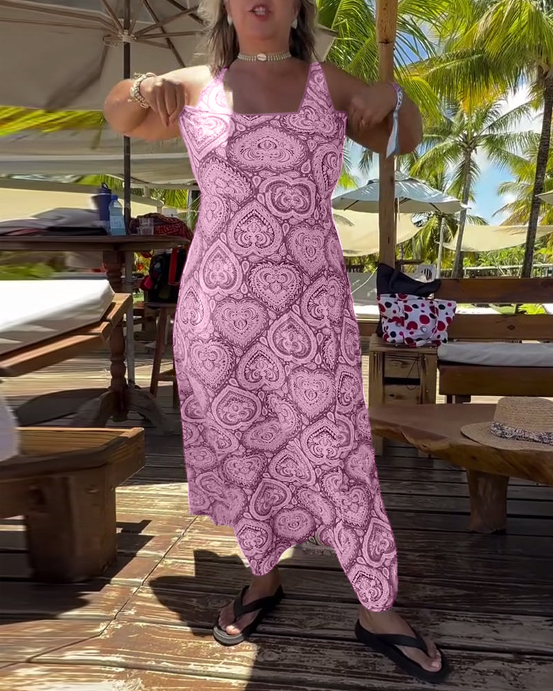 Trägerloser Herz-Urlaubsdruck-Badeanzug